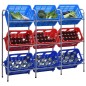 vidaXL Kastenregal für 9 Kisten Silber 145 x 33 x 116 cm Stahl vidaXL Kastenregal für 9 Kisten Silber 145 x 33 x 116 cm Stahl