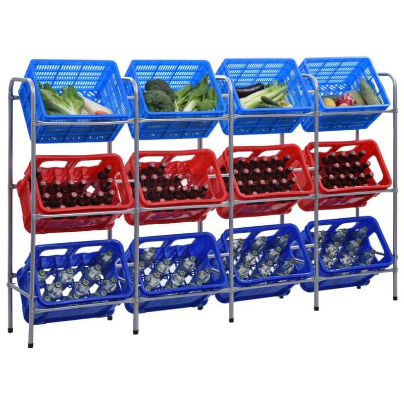 vidaXL Lagerregal für 12 Kisten Silbern 190 x 33 x 116 cm Stahl vidaXL Lagerregal für 12 Kisten Silbern 190 x 33 x 116 cm Stahl