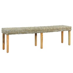 vidaXL Sitzbank 160 cm Natur Kubu-Rattan und Massivholz Mango