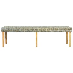 vidaXL Sitzbank 160 cm Natur Kubu-Rattan und Massivholz Mango
