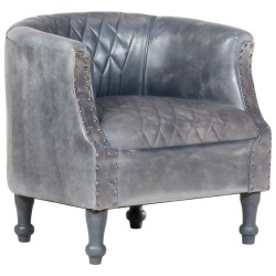 vidaXL Sessel Grau 62 x 58 x 65 cm Echtleder