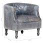 vidaXL Sessel Grau 62 x 58 x 65 cm Echtleder vidaXL Sessel Grau 62 x 58 x 65 cm Echtleder
