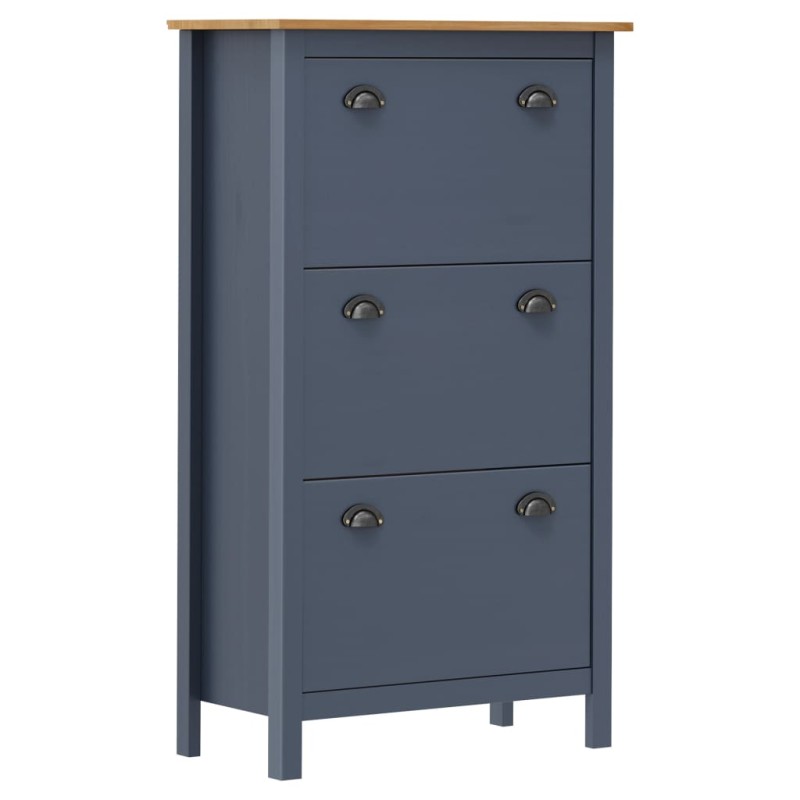 vidaXL Schuhschrank Hill Grau 72x35x124 cm Massivholz Kiefer vidaXL Schuhschrank Hill Grau 72x35x124 cm Massivholz Kiefer