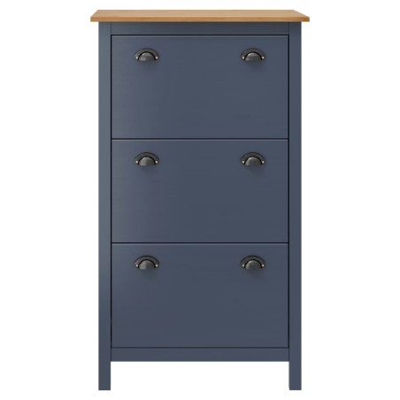 vidaXL Schuhschrank Hill Grau 72x35x124 cm Massivholz Kiefer