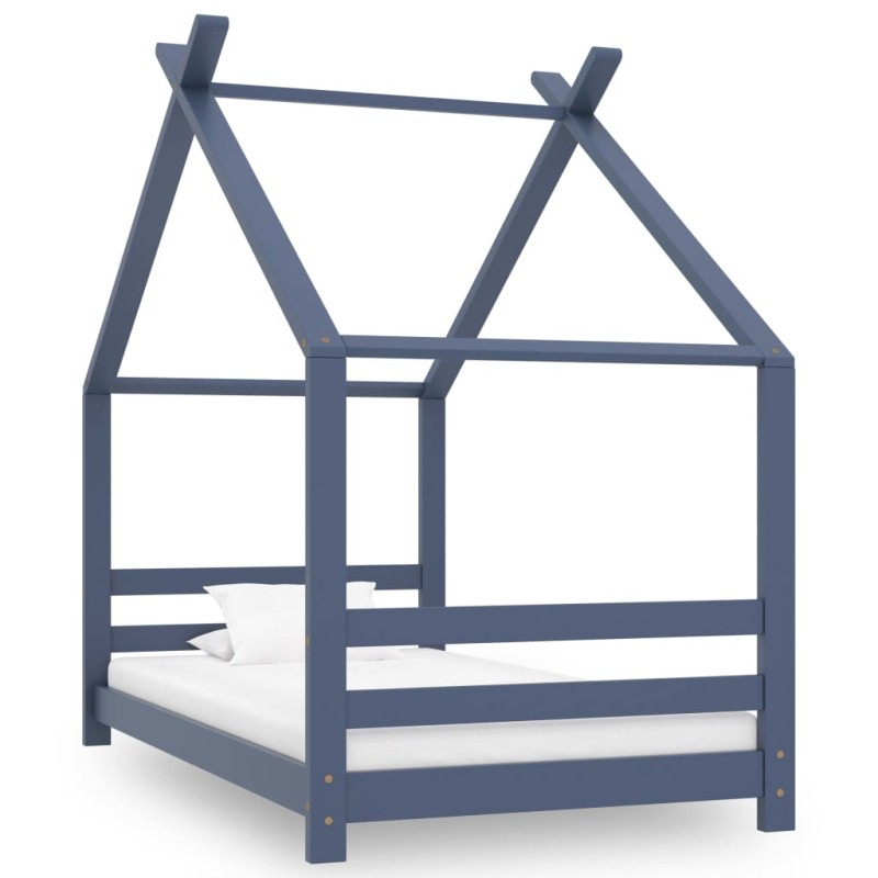 vidaXL Kinder-Bettgestell Grau Massivholz Kiefer 80x160 cm vidaXL Kinder-Bettgestell Grau Massivholz Kiefer 80x160 cm