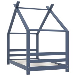 vidaXL Kinder-Bettgestell Grau Massivholz Kiefer 80x160 cm