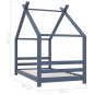 vidaXL Kinder-Bettgestell Grau Massivholz Kiefer 80x160 cm vidaXL Kinder-Bettgestell Grau Massivholz Kiefer 80x160 cm