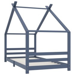 vidaXL Kinder-Bettgestell Grau Massivholz Kiefer 90x200 cm