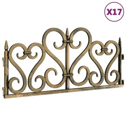 vidaXL Rasenkanten 17 Stk. Golden 10 m PP