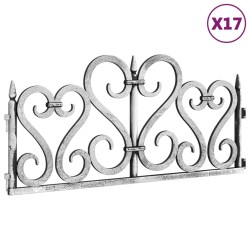 vidaXL Rasenkanten 17 Stk. Silbern 10 m PP