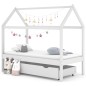 vidaXL Kinderbett mit Schublade Weiß Massivholz Kiefer 80x160 cm vidaXL Kinderbett mit Schublade Weiß Massivholz Kiefer 80x160 cm