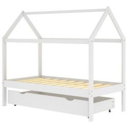 vidaXL Kinderbett mit Schublade Weiß Massivholz Kiefer 80x160 cm