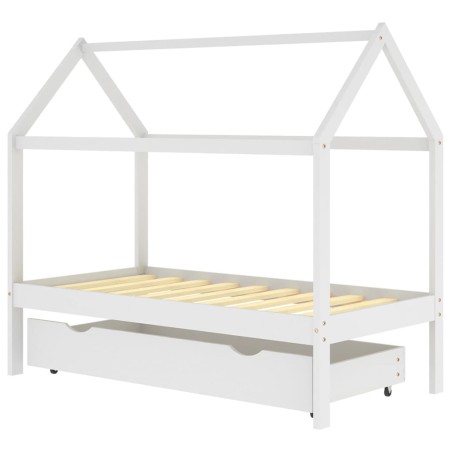 vidaXL Kinderbett mit Schublade Weiß Massivholz Kiefer 80x160 cm