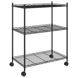 vidaXL Lagerregal mit 3 Böden und Rollen 60x35x81 cm Schwarz 150 kg