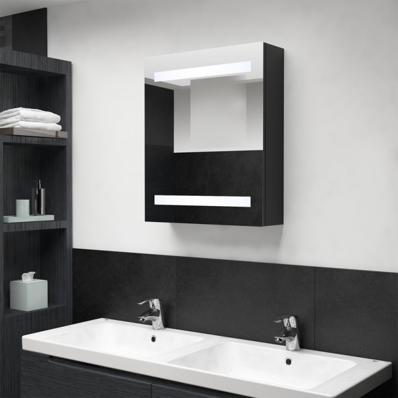 vidaXL LED-Bad-Spiegelschrank Schwarz 50x14x60 cm vidaXL LED-Bad-Spiegelschrank Schwarz 50x14x60 cm