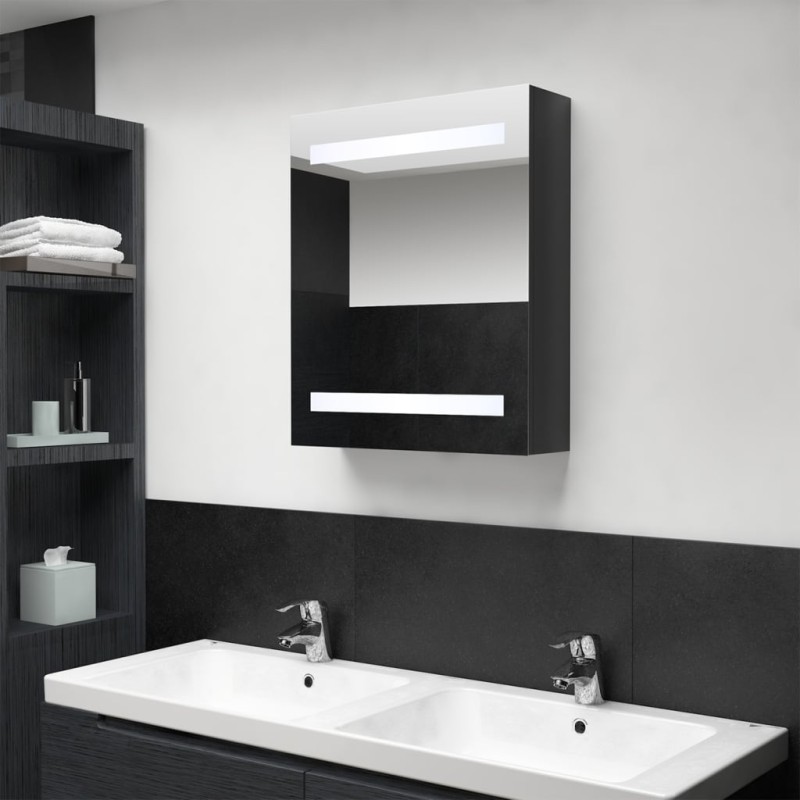 vidaXL LED-Bad-Spiegelschrank Glänzendes Schwarz 50x14x60 cm vidaXL LED-Bad-Spiegelschrank Glänzendes Schwarz 50x14x60 cm