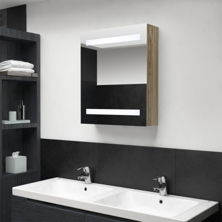 vidaXL LED-Bad-Spiegelschrank Eichen-Optik 50x14x60 cm