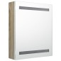 vidaXL LED-Bad-Spiegelschrank Weiß und Eichen-Optik 50x14x60 cm vidaXL LED-Bad-Spiegelschrank Weiß und Eichen-Optik 50x14x60 cm