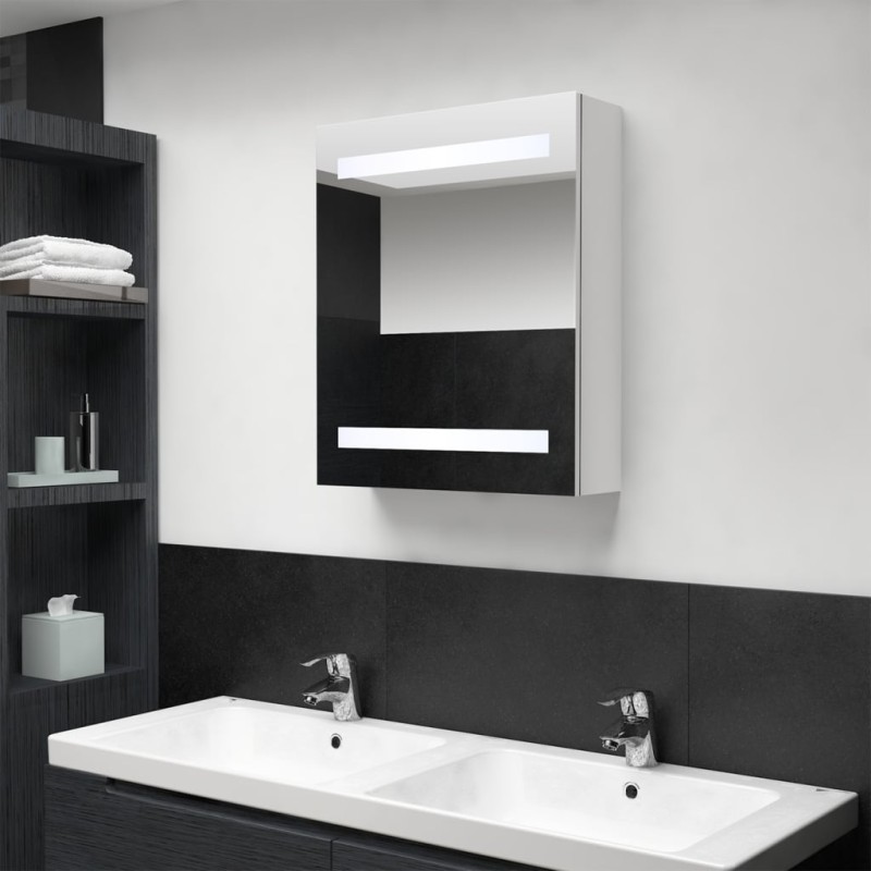 vidaXL LED-Bad-Spiegelschrank Glänzendes Weiß 50x14x60 cm vidaXL LED-Bad-Spiegelschrank Glänzendes Weiß 50x14x60 cm