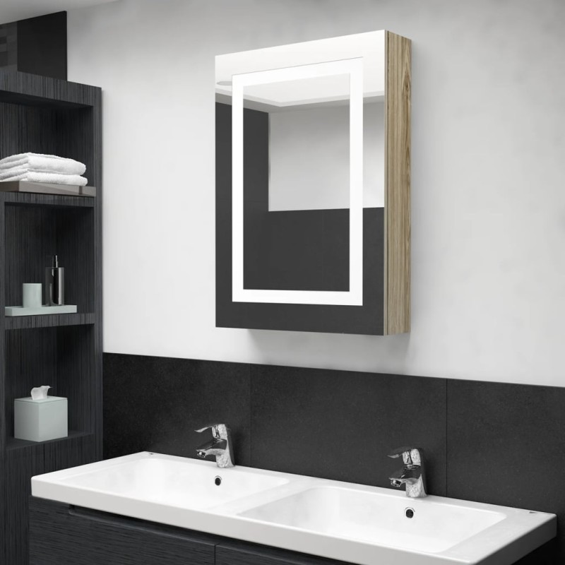 vidaXL LED-Spiegelschrank fürs Bad Eichenoptik 50x13x70 cm vidaXL LED-Spiegelschrank fürs Bad Eichenoptik 50x13x70 cm