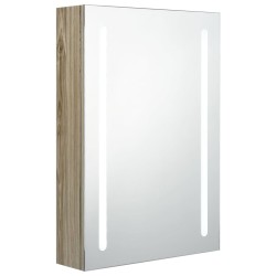 vidaXL LED-Bad-Spiegelschrank Eichenoptik 50x13x70 cm