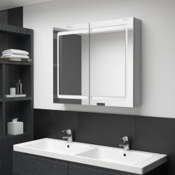 vidaXL LED-Spiegelschrank fürs Bad Betongrau 80x12x68 cm
