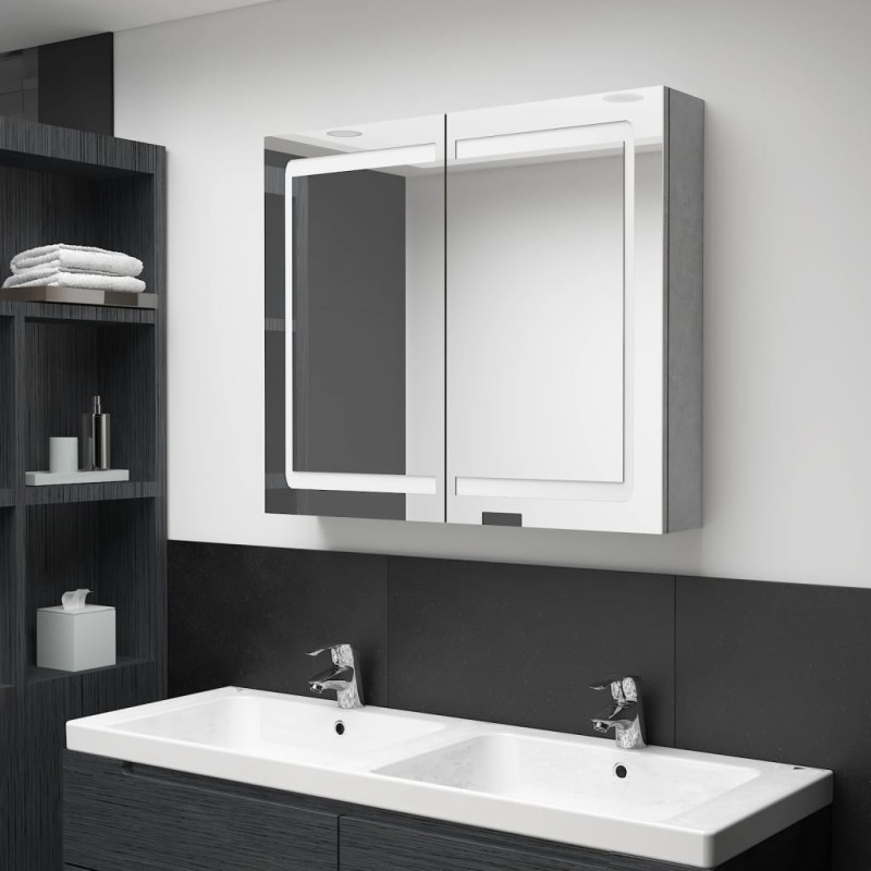 vidaXL LED-Spiegelschrank fürs Bad Betongrau 80x12x68 cm vidaXL LED-Spiegelschrank fürs Bad Betongrau 80x12x68 cm