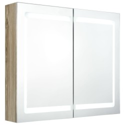 vidaXL LED-Spiegelschrank fürs Bad Eichen-Optik 80x12x68 cm