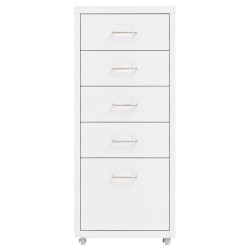 vidaXL Aktenschrank mit Rollen Weiß 28x41x69 cm Metall