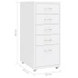 vidaXL Aktenschrank mit Rollen Weiß 28x41x69 cm Metall vidaXL Aktenschrank mit Rollen Weiß 28x41x69 cm Metall
