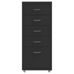 vidaXL Aktenschrank mit Rollen Schwarz 28x41x69 cm Metall