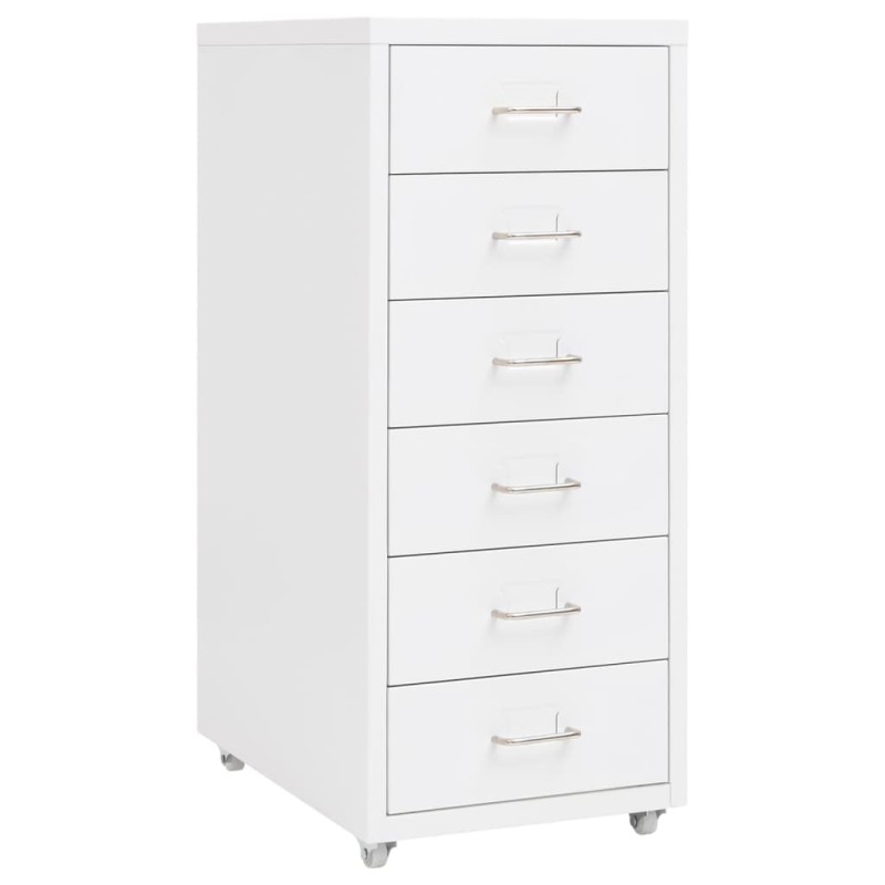 vidaXL Aktenschrank mit Rollen Weiß 28x41x69 cm Metall vidaXL Aktenschrank mit Rollen Weiß 28x41x69 cm Metall