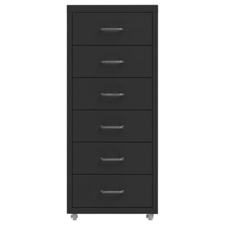 vidaXL Aktenschrank mit Rollen Schwarz 28x41x69 cm Metall