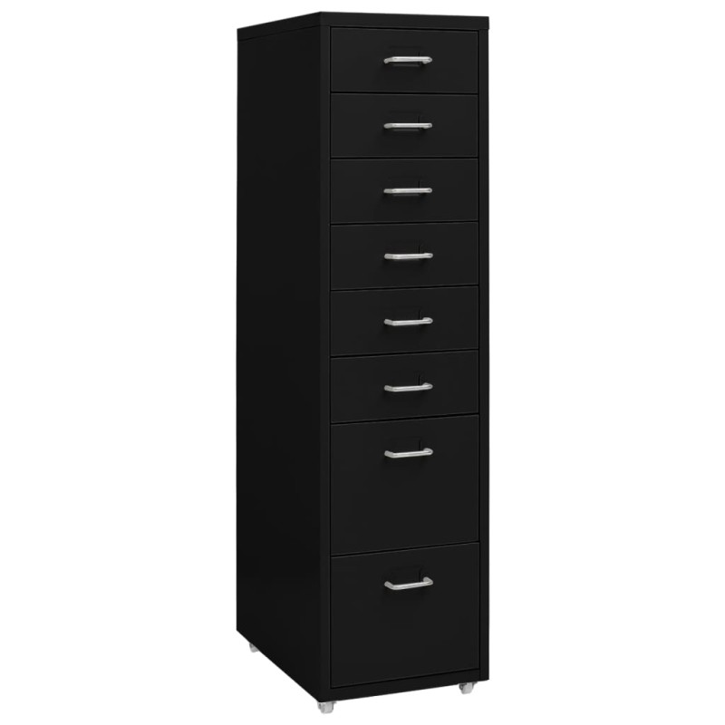 vidaXL Aktenschrank mit Rollen Schwarz 28x41x109 cm Metall vidaXL Aktenschrank mit Rollen Schwarz 28x41x109 cm Metall