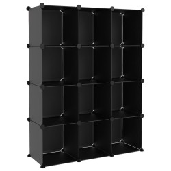 vidaXL Regalsystem mit 12 Würfeln Schwarz PP