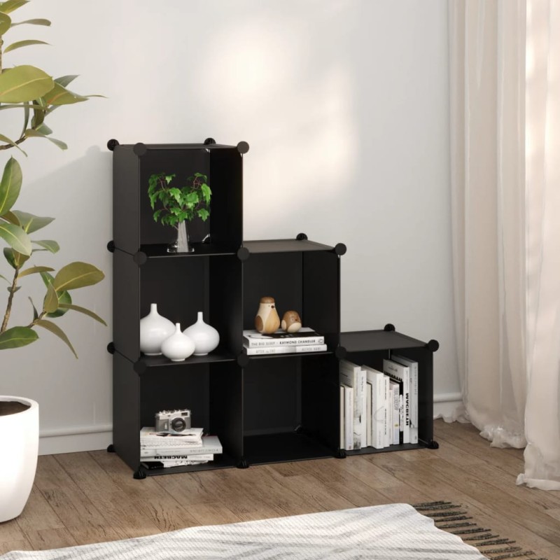 vidaXL Regalsystem mit 6 Würfeln Schwarz PP vidaXL Regalsystem mit 6 Würfeln Schwarz PP