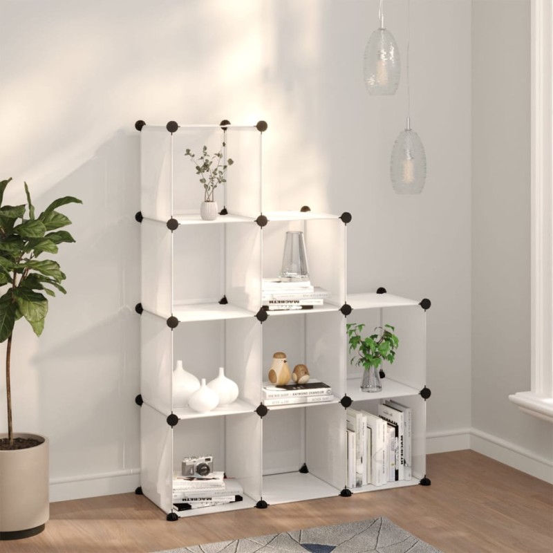 vidaXL Regalsystem mit 9 Würfeln Transparent PP vidaXL Regalsystem mit 9 Würfeln Transparent PP