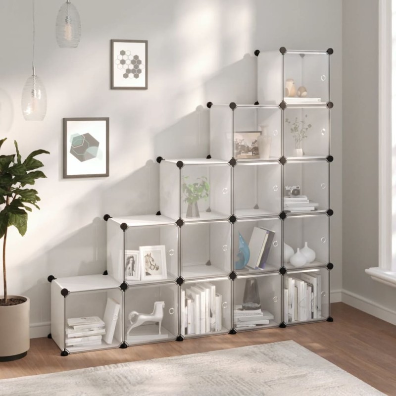 vidaXL Regalsystem mit 15 Würfeln und Türen Transparent PP vidaXL Regalsystem mit 15 Würfeln und Türen Transparent PP