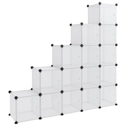 vidaXL Regalsystem mit 15 Würfeln und Türen Transparent PP
