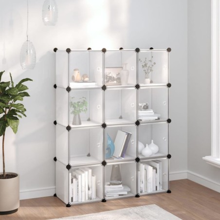vidaXL Regalsystem mit 12 Würfeln und Türen Transparent PP