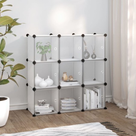 vidaXL Regalsystem mit 9 Würfeln und Türen Transparent PP