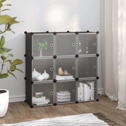 vidaXL Regalsystem mit 9 Würfeln und Türen Schwarz PP