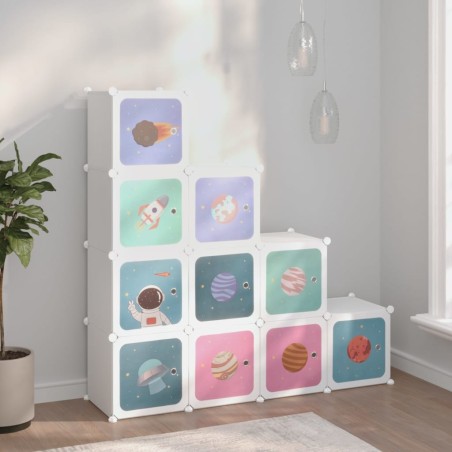 vidaXL Kinderschrank Modular mit 10 Würfeln Weiß PP