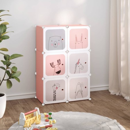 vidaXL Kinderschrank Modular mit 6 Würfeln Rosa PP