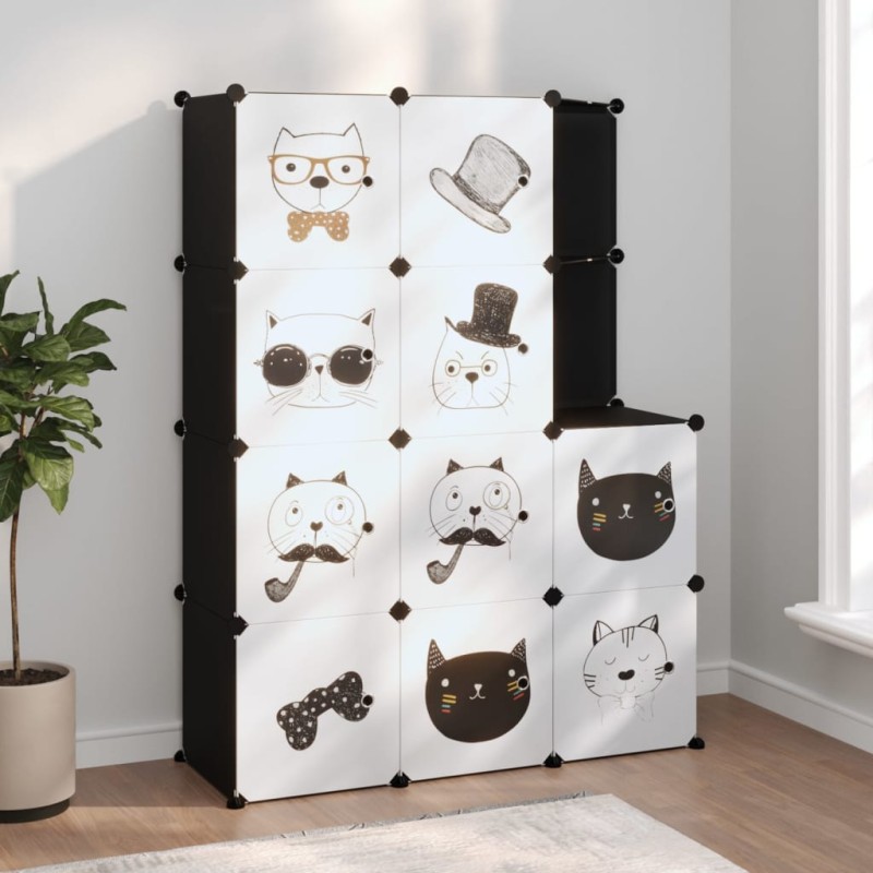 vidaXL Kinderschrank Modular mit 10 Würfeln Schwarz PP vidaXL Kinderschrank Modular mit 10 Würfeln Schwarz PP