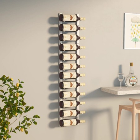 vidaXL Wand-Weinregal für 12 Flaschen Weiß Eisen