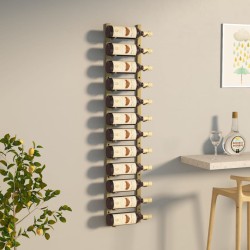 vidaXL Wand-Weinregal für 12 Flaschen Golden Eisen
