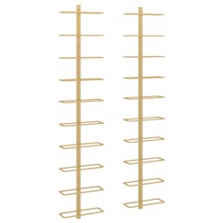 vidaXL Wand-Weinregale für 10 Flaschen 2 Stk. Golden Metall