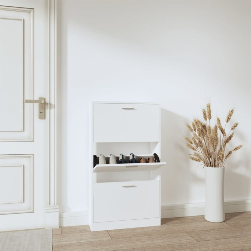 vidaXL Schuhschrank Weiß 59x17x108 cm Holzwerkstoff vidaXL Schuhschrank Weiß 59x17x108 cm Holzwerkstoff