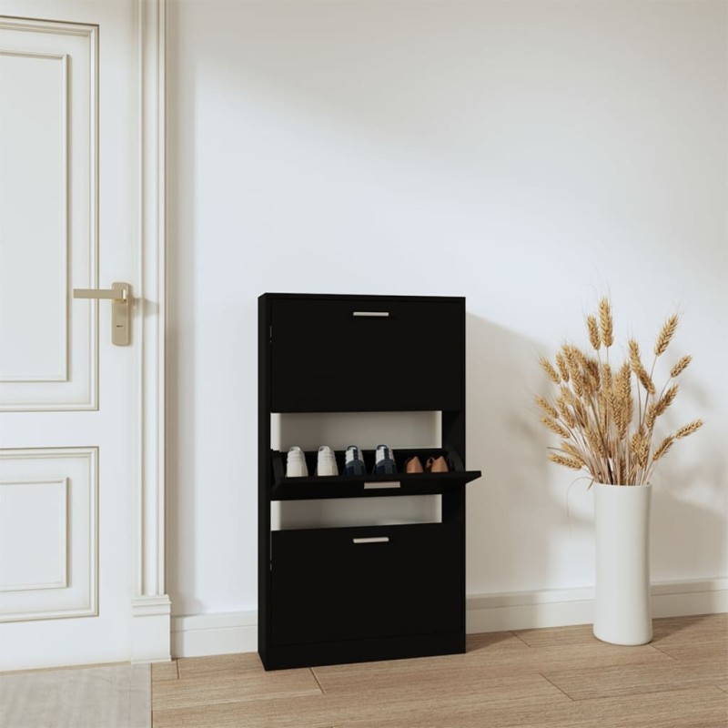 vidaXL Schuhschrank Schwarz 59x17x108 cm Holzwerkstoff vidaXL Schuhschrank Schwarz 59x17x108 cm Holzwerkstoff